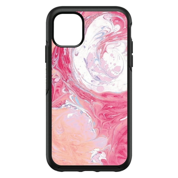 DistinctInk Custom SKIN / DECAL compatible with OtterBox Symmetry for iPhone 11 (6.1" Screen) - Hot Pink Blue White Marble Image Print - Printed Marble Image