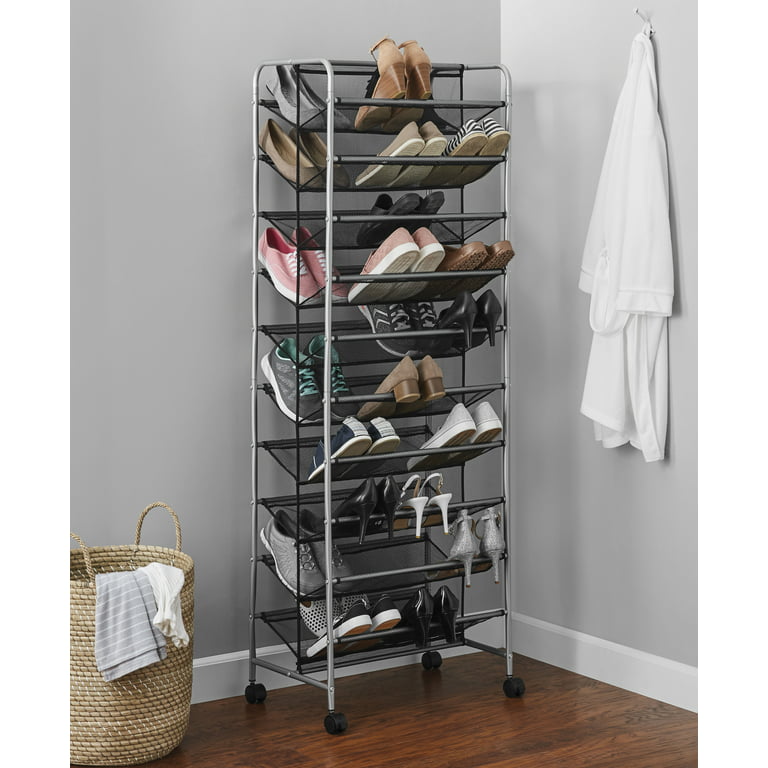 Mainstays 6-Tier over the Door Shoe Rack, White, 18 Pairs of Shoes