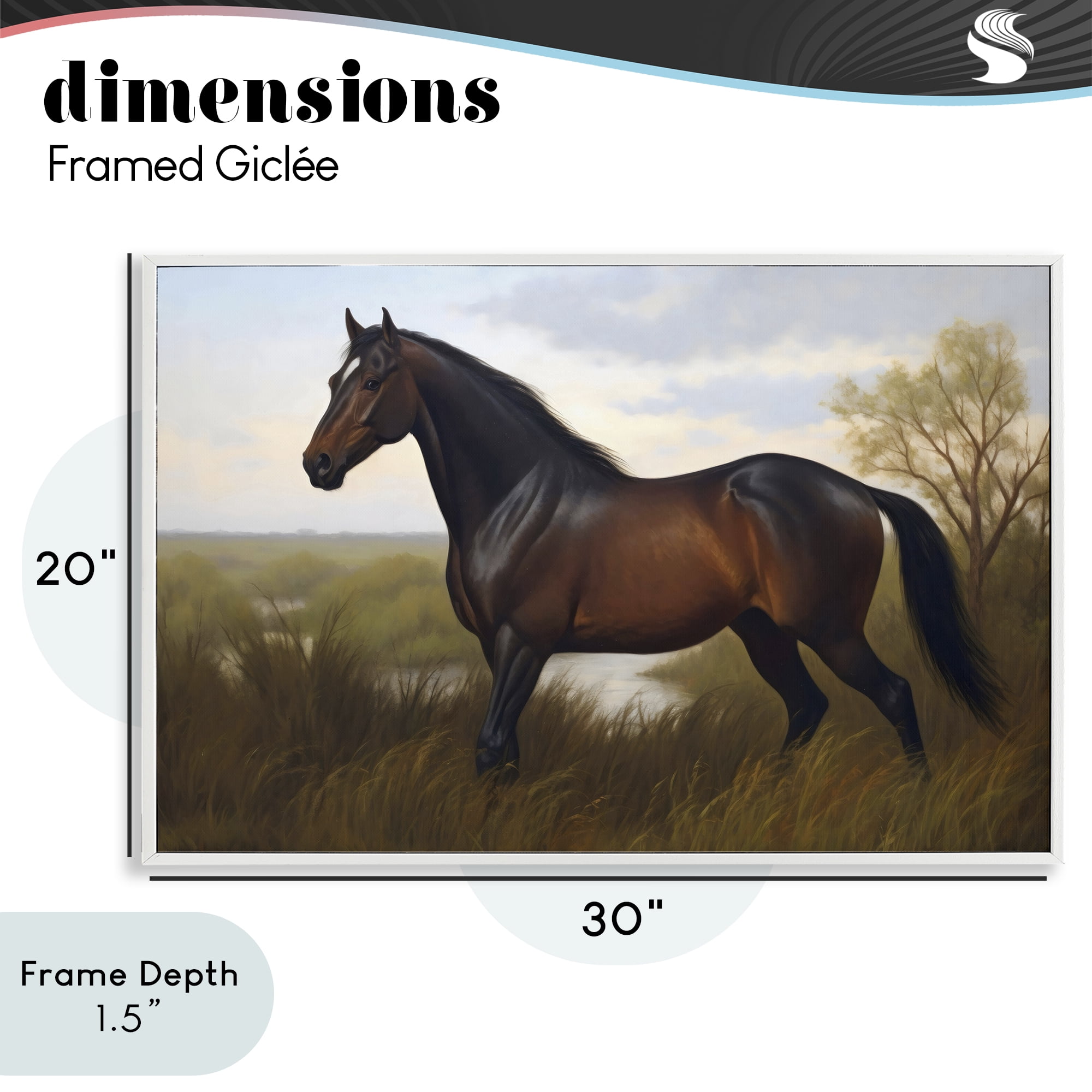 Stupell Industries Stallion in Marshland White Framed Giclee Art, design by Creative Studio