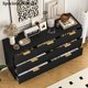thumbnail image 4 of Qinaqin Negro Fluted Madera cm de Profundidadresser con Profundidadorado Alturaandles 6- Profundidadrawer Organizador para Dormitorio Living Sala Alturaallway o, 4 of 7