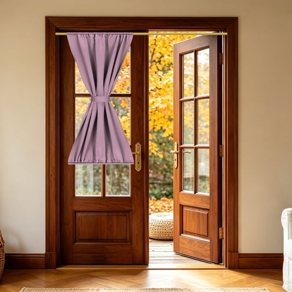 1 PC French Door Curtain, 30" x 50" Blackout Thermal Insulated Energy Saving Drape Polyester Rod Pocket Curtains & Drapes for Kitchen Front Door Window Treatments, Rose