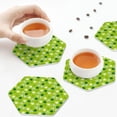 thumbnail image 7 of Lsque St. Patrick's day Pattern 4" Drink Coasters Set of 6, Leather Absorbent Coasters, Table Coaster Set Decorative Coffee Cup Coasters Housewarming Gift,Hexagon, 7 of 7
