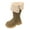 Khaki, variant on 3-11Y Girls Suede Knee High Boots Fashion Side Zipper Tall Riding Boots Wide Calf Foldover Fall Winter Dressy Shoes Brown