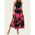 thumbnail image 3 of FreshPretty Women Casual Sleeveless Summer Dresses Spring Crewneck Patchwork Boho Floral Ruffle Cocktail Party Midi Dress, 3 of 7