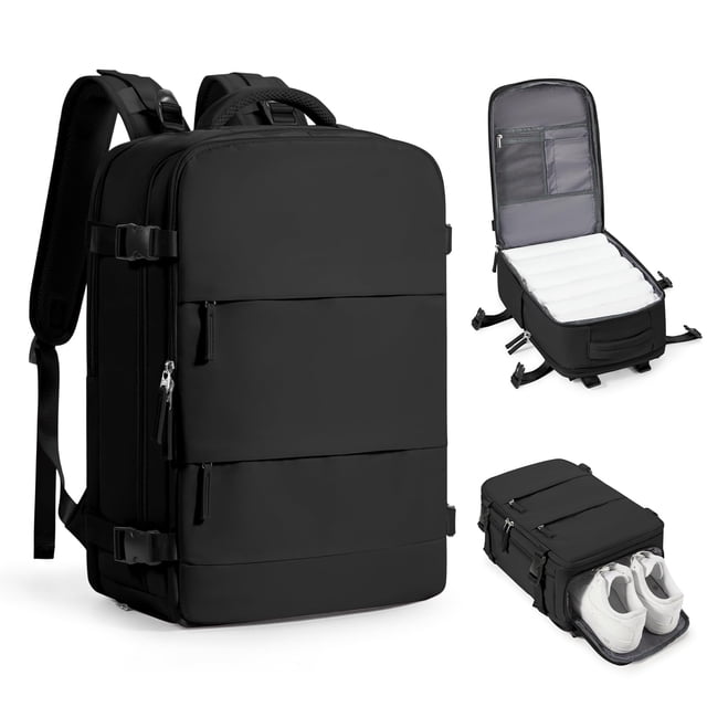 Mochila de viaje Coofay negra para equipaje de mano aprobada para vuelos
