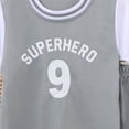 thumbnail image 3 of Ulanda Unisex Girls Boys Basketball Outfits 2 Piece Quick Dry Breathable Short Sleeve Tops and Elastic Waist Shorts Clothing Sets (Grey, 11-12 Years), 3 of 3