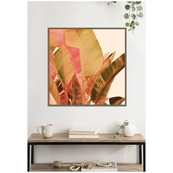 Kate and Laurel Framed Canvas Wall Art Print Summer Layers No. 1 by Alicia Bock, 30 x 30 Sylvie Dark Gold Frame, Modern Contemporary, Abstract Art for Wall Decor