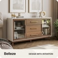 thumbnail image 3 of BELLEZE Modern Sideboard, Sideboard Buffet Cabinet with 3 Drawers & 2 Doors, Accent Cabinet for Dining Room, Hallway, Bedroom, or Kitchen - Troy (Brown), 3 of 7