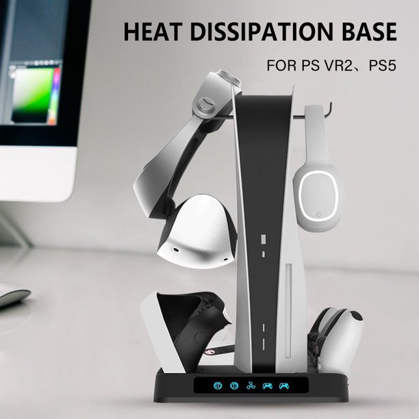 Soporte De Refrigeración Estación de carga multifuncional Muelle Soporte vertical Consola Gamepad para PS VR2