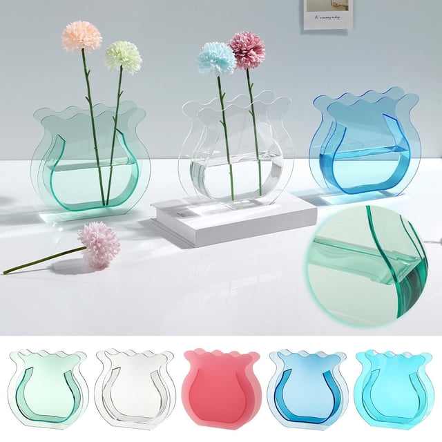 Precios Especiales, Jarrón acrílico transparente para el hogar, colorido, para sala de estar, flores secas, arreglo geométrico de flores Akmoler