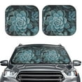 thumbnail image 2 of Naloa Blue Color Cactus Print 2-Piece Windshield Sunshade,Foldable Car Front Window Sun Shades,for Most Sedans SUV Truck-Large, 2 of 6