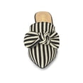 thumbnail image 6 of BLISSFUL STEP Women Stripe Bow Pointed Toe Block Heel Slides Mules Black 7, 6 of 8