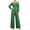 Green, variant on Tqcoqu Women's Cold‑Shoulder Jumpsuit, Contrast Piping Long Sleeve Wide Leg Floor Length Jumpsuit with Large Patch Pockets