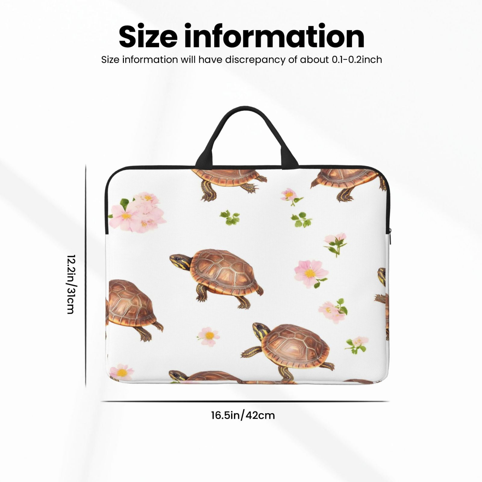 Laptop Sleeve Bag For Women Men 14inch Waterproof Durable Protective Computer Carrying Cover Handle Laptop Case Bag Pink-Colored Turtle Flower