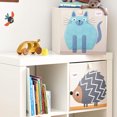 thumbnail image 4 of 3 Sprouts Children's Foldable Fabric Storage Cube Toy Bin, Blue Cat (2 Pack), 4 of 6