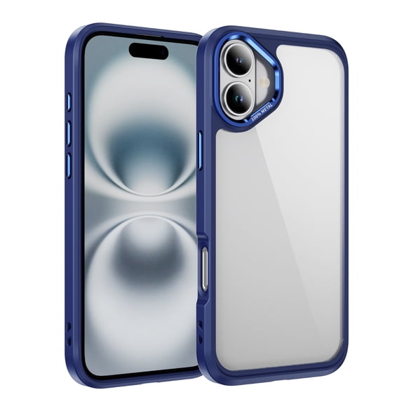 for iPhone 16 Plus Case Clear, [Wireless Charging][Anti-Yellowing][Military-Grade Protection] Hybrid Clear Back Shockproof Slim Magnetic Phone Case for iPhone 16 Plus,Darkblue