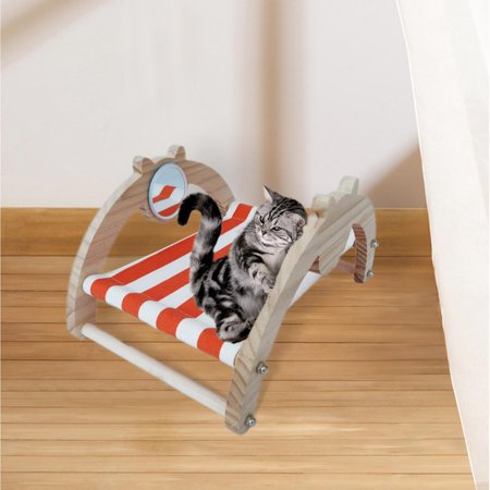 Cat Hammock Bed Cat Lounge Chair Cot Resting Large Comfortable Sleeping Furniture Cooling Bed Cats Raised Bed for Puppy Rabbit Orange with Mirror