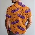 thumbnail image 4 of WTOBBY Men's Halloween Printed Short Sleeve Shirt Casual Loose Fit Party Graphic Tee Cotton Blend Breathable Top for Festival Costume Holiday Celebration,Light Purple 3XL, 4 of 6