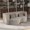 Shape 2 | Beige, variant on 75" Convertible Frameless Sofa Bed Memory Foam Faux Fur Cloud Couch with 2 Pillows Compressed for Apartment Light Green