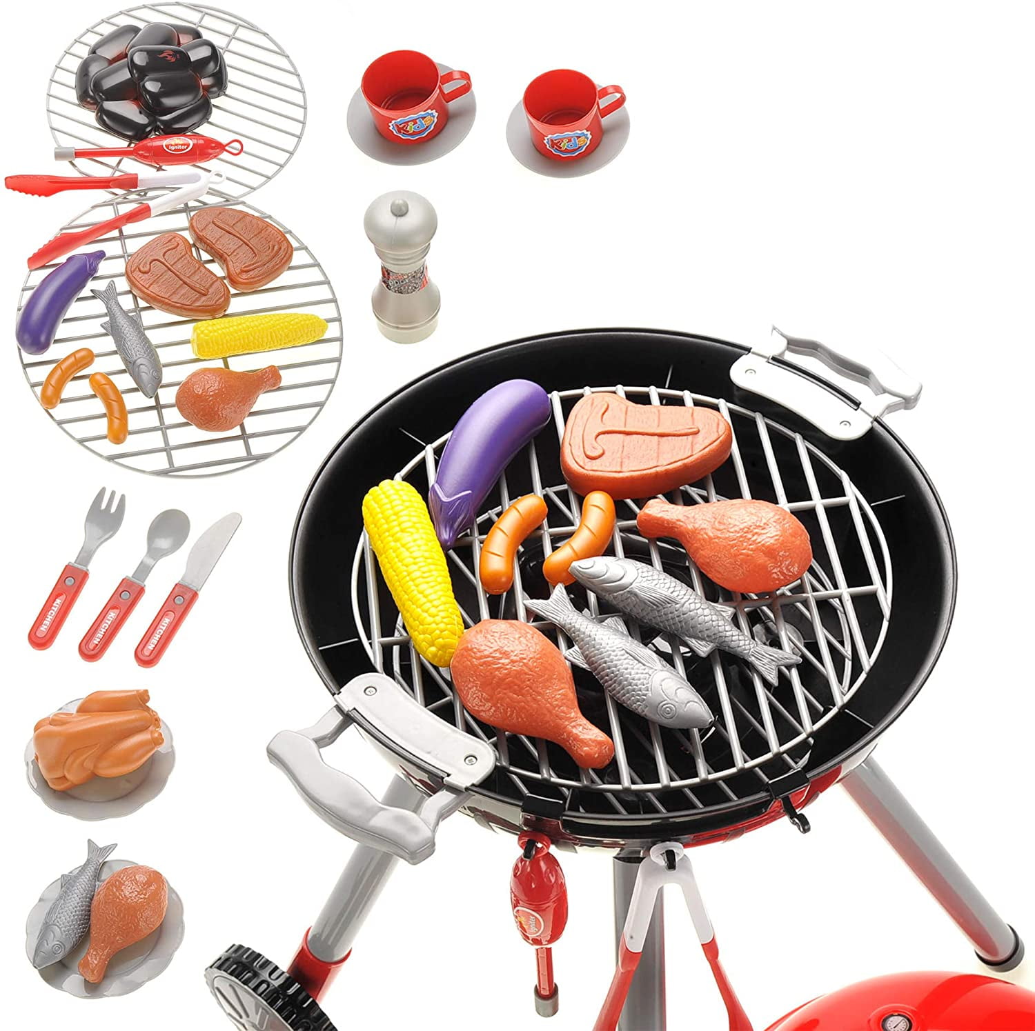 Grill Toys Set Barbecue Stand Food Cooking Tool Chef Fun Pretend Play Kids Gift 