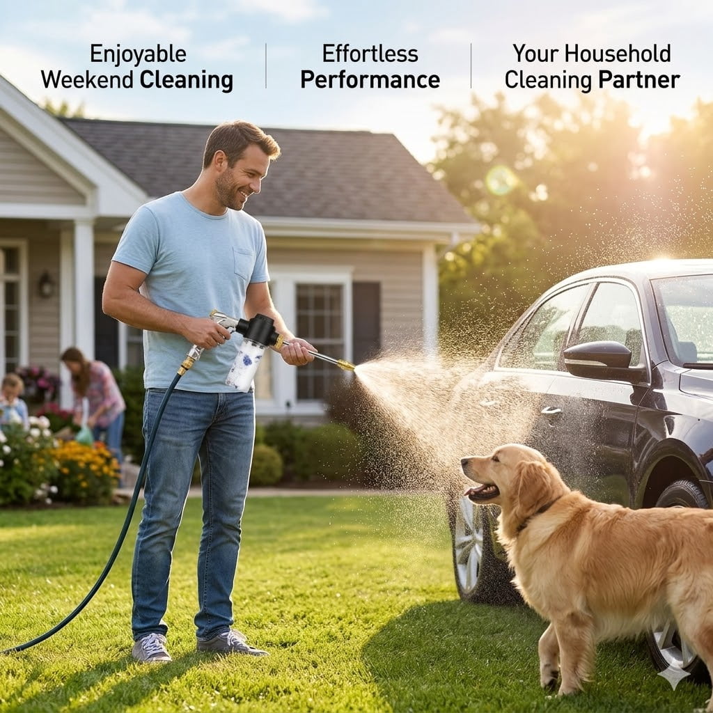 Turn Any Hose into a High Pressure Water Cleaning Jet, 2026 New Heavy Duty Garden Hose Nozzle, Multi Function Lawn Garden Watering Sprayer for Car Patio Garden Yard Cleaning