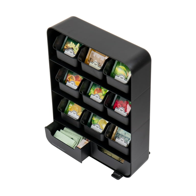 Mind Reader Netwerkcollectie, 5 Vaks Theeorganizer, 120 Theezakjes Aanrecht Organizer Metalen Gaas Zwart 753763222