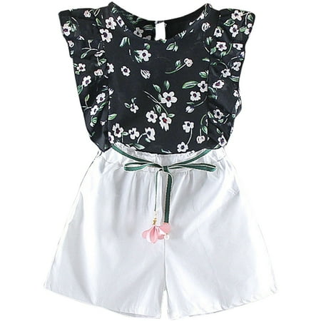 

KI-8jcuD Outfits For Girls Summer New Girls Fashion Chiffon Suit Floral Polka Dot Suit Flying Sleeve Chiffon White Pants Suit Checke Girls Baby Stuff For Girls Toddler Summer Pajamas Girls Matching