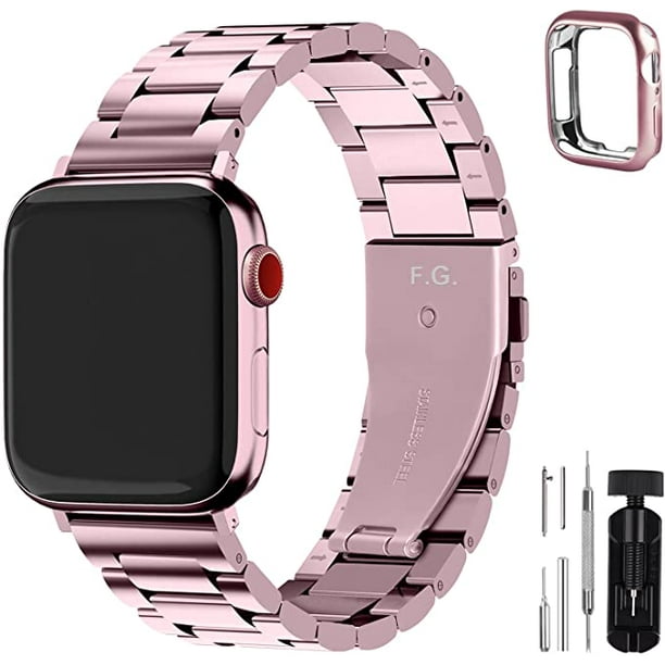 Compatible Apple Watch Band 42mm 44mm 45mm 38mm 40mm 41mm Stainless Steel iWatch Band for Apple Watch Series 7 6 5 4 3 2 1 SE 38mm 40mm 41mm Rose Pink Walmart