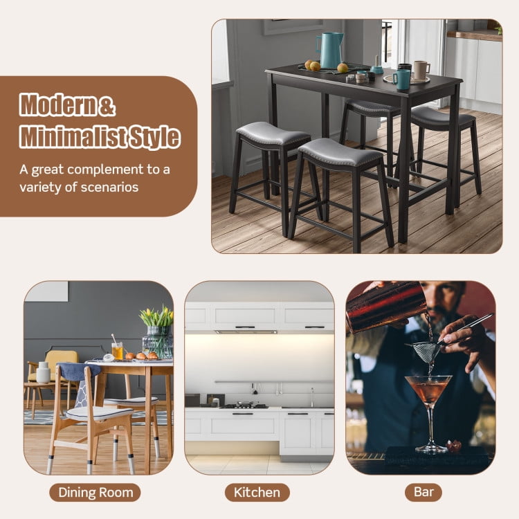 Finihen Dining Set, Dining Table Set, 5-Piece Dining Set with 4 Upholstered Stools, for Home, Restaurant, Gray Finihen Dining Set, Dining Table Set, 5-Piece Dining Set with 4 Upholstered Stools, for Home, Restaurant, Gray
