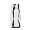 thumbnail image 6 of DecMode 12" Concaved Round White Glass Vase with Black Stripes, 6 of 9