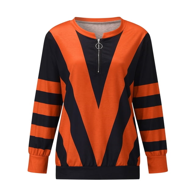 Ketyyh-chn99 Chandail pour Femmes Mode Tendance Ample Mignon T-Shirt à Manches Longues Col Rond pour Femmes Orange,P