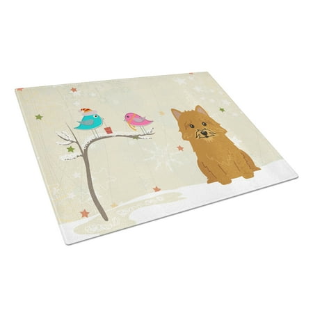 

Caroline s Treasures Christmas Presents between Friends Norwich Terrier Glass Cutting Board Large