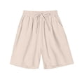 thumbnail image 5 of Binmer Women’s Drawstring Elastic Waist Casual Loungewear Shorts, Womens and Women's Khaki,Size M-3XL, 5 of 7