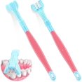 thumbnail image 1 of 2pcs 3 Sided Autism Toothbrush 3 Bristle Toothbrush Three Bristle Travel Toothbrush Wrap Around For Adult Kid Teeth Care Large Angle Soft Complete Tee, 1 of 5