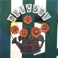 thumbnail image 4 of Wosthever Cartel de girasol colgante, tablero de girasol con temática de jardín, adorno de pared de girasol Vintage, cartel de bienvenida de puerta Jardín y Patio Naranja Wosthever HA024954-02, 4 of 6