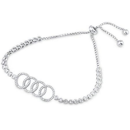 Doma Jewellery SSBZFW011 Sterling Silver Bracelet Fit Wrist With CZ, 8.7 g.