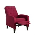 thumbnail image 2 of Push Back Recliner Chair, Birch Wood Legs, Red Button Tufted Polyester, 2 of 6