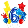 thumbnail image 1 of Set de decoración de cumpleaños con dibujos animados, erizo azul, sexto niño, 1 of 7