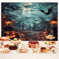 thumbnail image 4 of Halloween Backdrop, Scary Horror Fall Maple Leaves Pumpkin Shop Huge Spider Photography Background, Trick or Treat Autumn Halloween Decoration Party Photo Studio Props,10X8ft, 4 of 5