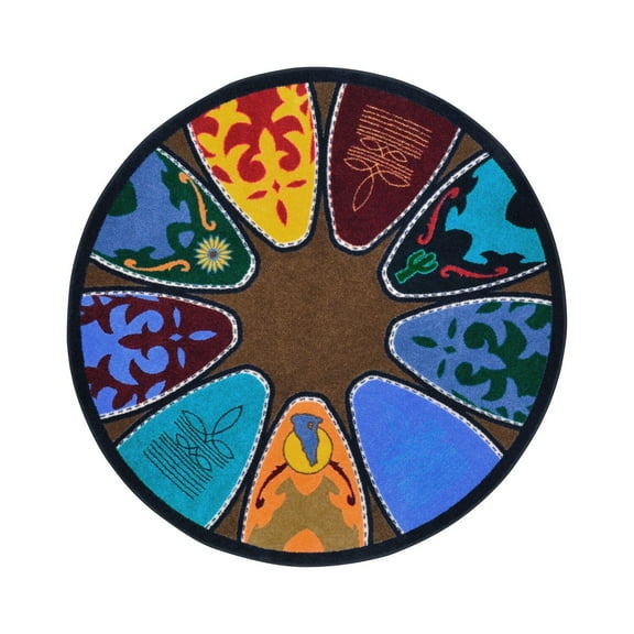 Bet Your Boots 7'7" Round Area Rug In Color Multi