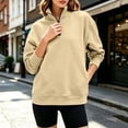 thumbnail image 2 of Tnhcen Women's Quarter Zip Pullover Sweatshirt Long Sleeve Mock Neck Solid Color Loose Fit Kangaroo Pocket Casual Fall Winter Soft Fleece Top Plus Size S-3XL, 2 of 9