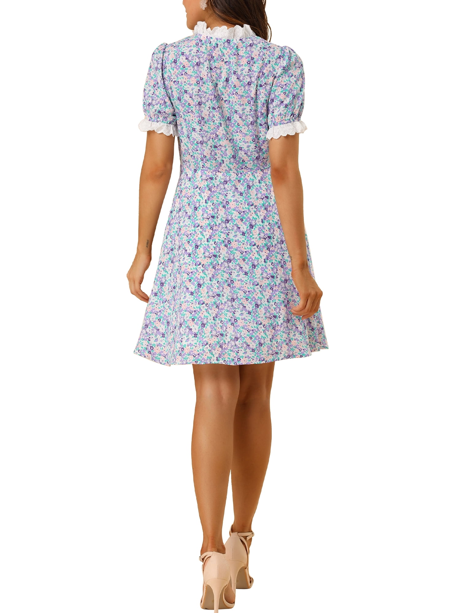 Allegra K Women’s Boho Floral One-Shoulder Mini Dress – Sleeveless Summer Dress For Beach, Party, Casual Wear - View #7