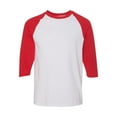 thumbnail image 2 of Gildan - Heavy Cotton Raglan Three-Quarter Sleeve T-Shirt - 5700 - White/ Red, 2 of 3