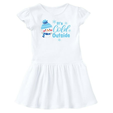 

Inktastic It s Cold Outside with Cute Snowman and Snowflakes Gift Baby Girl Dress