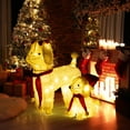 thumbnail image 1 of Gymax Chiens Mâmâ & Bébé Caniche Pré-Éclairés /60 Lumières LED Blanc Chaud Chapeau Rouge & Foulard, 1 of 10