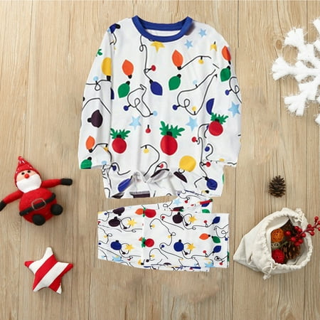 

Tawop Christmas Children Letter Plaid Print Top Blouse+Pants Family Clothes Pajamas Girls Pajamas Size 6 Independence Day