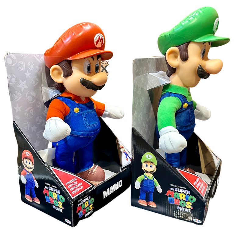 The Super Mario Bros Movie Mario and Luigi Poseable Plush Figures Set of 2  NEW