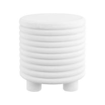 Evans 18" Minimalist Modern 3-Legged Drum Accent Table, White Frosted