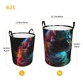 thumbnail image 3 of Balery Neon Spectrum Cat Portrait Cesta de ropa redonda con asas, impermeable, independiente, para ropa, juguetes, dormitorio y familia-Medium, 3 of 6