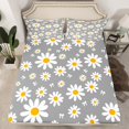 thumbnail image 2 of jejeloiu Cartoon Cute Floral Full Size Sheets,Kawaii Daisy Blossom Bed Sheets,Gray White Sheet Sets For Girl,Ultra Soft Home Decor,4 Pieces, 2 of 7